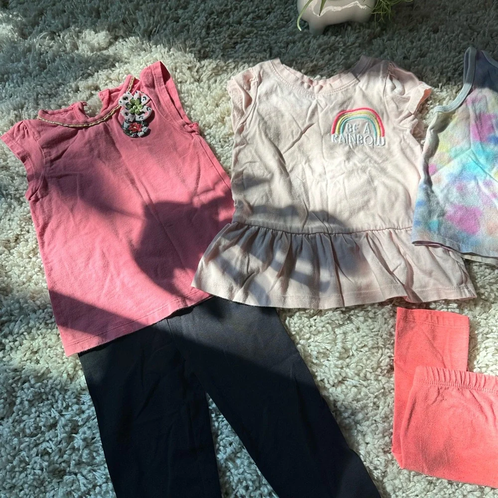 2T girls summer casual cute outfit colorful set girl toddler tops dresse…
